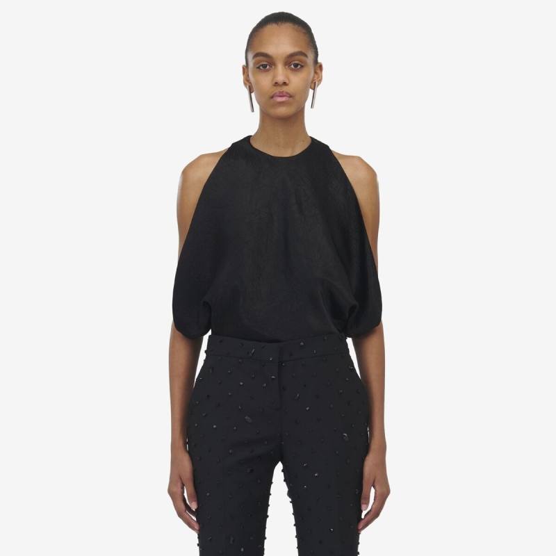 Alexander McQueen Women's Green Draped Armhole Top​ - 8 (Acetate)